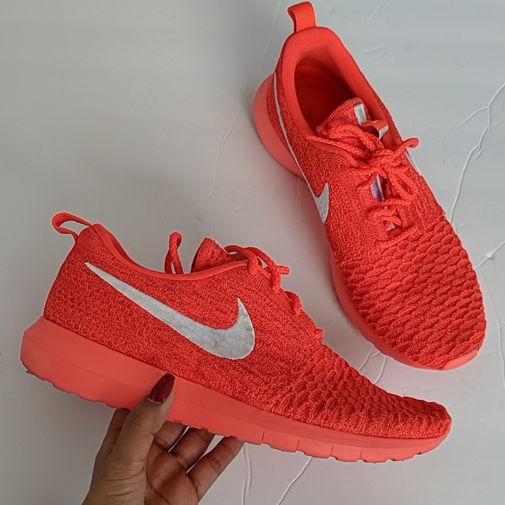 Nike Women's Sneakers in Bright Orange and Silver